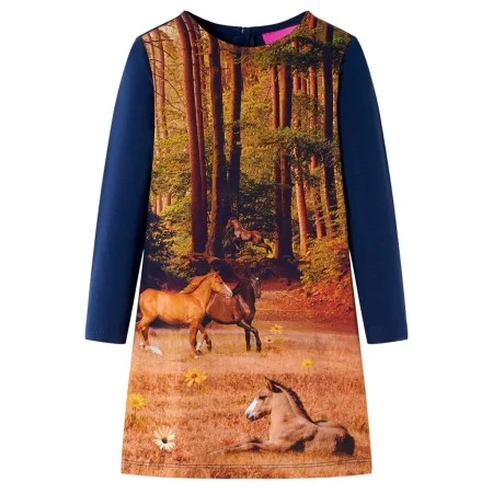Kleid für Kinder mit langen Ärmeln in Marineblau, Größe 128. von vidaXL, Kinderkleider - Ref: Foro24-14855, Preis: 13,87 €, R...