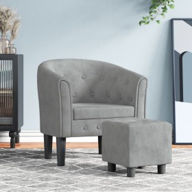 Sessel mit Hocker aus hellem grauem Samt von vidaXL, Sessel - Ref: Foro24-356477, Preis: 152,81 €, Rabatt: %