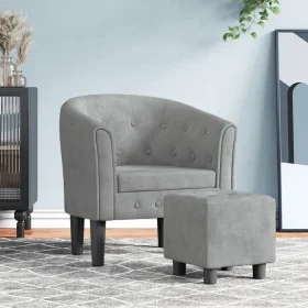 Sillón con taburete terciopelo gris claro by vidaXL, Armchairs - Ref: Foro24-356477, Price: 150,57 €, Discount: %