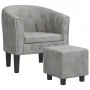 Sillón con taburete terciopelo gris claro by vidaXL, Armchairs - Ref: Foro24-356477, Price: 150,57 €, Discount: %