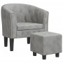 Sillón con taburete terciopelo gris claro by vidaXL, Armchairs - Ref: Foro24-356477, Price: 152,81 €, Discount: %