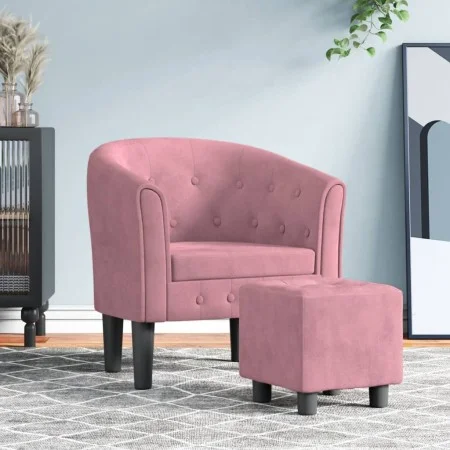 Sessel mit rosa Samt-Hocker von vidaXL, Sessel - Ref: Foro24-356482, Preis: 215,38 €, Rabatt: %