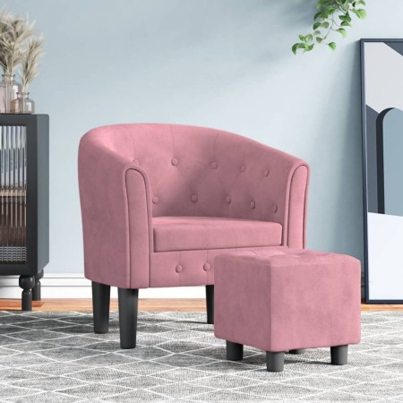 Sillón con taburete terciopelo rosa by vidaXL, Armchairs - Ref: Foro24-356482, Price: 207,68 €, Discount: %