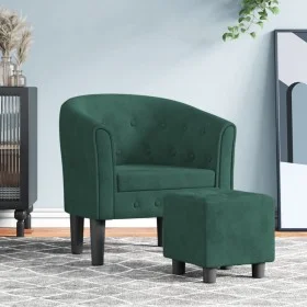 Sillón con taburete terciopelo verde oscuro by vidaXL, Armchairs - Ref: Foro24-356480, Price: 200,79 €, Discount: %