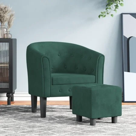 Sessel mit dunkelgrünem Samt-Hocker von vidaXL, Sessel - Ref: Foro24-356480, Preis: 200,79 €, Rabatt: %