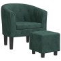 Sessel mit dunkelgrünem Samt-Hocker von vidaXL, Sessel - Ref: Foro24-356480, Preis: 195,00 €, Rabatt: %