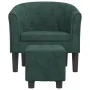 Sessel mit dunkelgrünem Samt-Hocker von vidaXL, Sessel - Ref: Foro24-356480, Preis: 200,79 €, Rabatt: %
