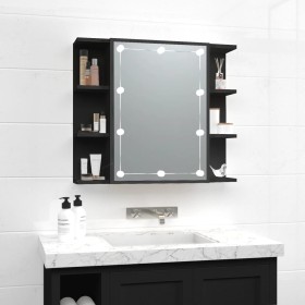 Mueble con espejo y LED negro 70x16,5x60 cm