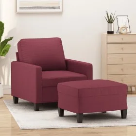 Red fabric armchair with stool 60 cm by vidaXL, Sofas - Ref: Foro24-3201035, Price: 187,38 €, Discount: %