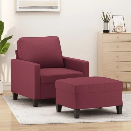 Red fabric armchair with stool 60 cm by vidaXL, Sofas - Ref: Foro24-3201035, Price: 187,38 €, Discount: %