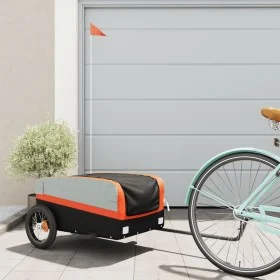 Remolque para bicicleta hierro negro y naranja 30 kg de vidaXL, Remolques para bicicletas - Ref: Foro24-94033, Precio: 100,94...