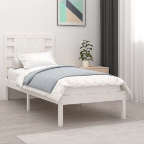 Estructura de cama madera maciza individual blanco 75x190 cm Estructura de cama madera maciza individual blanco 75x190 cm