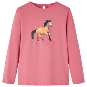 Camiseta infantil de manga larga rosa envejecido 116