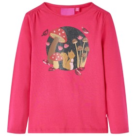 Camiseta infantil de manga larga rosa brillante 116