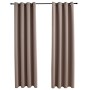 Cortinas opacas con anillas de metal 2 pzs gris topo 140x245 cm