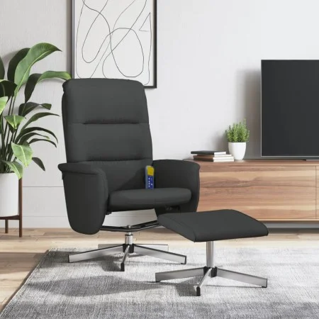 Sillón reclinable de masaje con reposapiés tela negro de vidaXL, Sillones - Ref: Foro24-356584, Precio: 127,01 €, Descuento: %