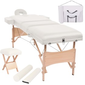 Massageliege und Klapphocker 3 Zonen 10 cm weiß von vidaXL, Massageliegen - Ref: Foro24-110156, Preis: 272,70 €, Rabatt: %