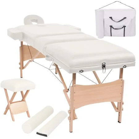 Massage table and folding stool 3 zones 10 cm white by vidaXL, massage tables - Ref: Foro24-110156, Price: 269,01 €, Discount: %