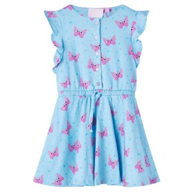 Vestido infantil sin mangas con botones azul 140