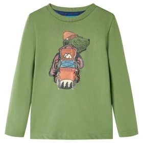 Kinder-Langarm-T-Shirt hellkhaki 92 von vidaXL, Kinder-T-Shirts - Ref: Foro24-12759, Preis: 8,52 €, Rabatt: %