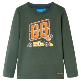 Dunkelgrünes langärmeliges Kinder-T-Shirt 116 von vidaXL, Kinder-T-Shirts - Ref: Foro24-13071, Preis: 8,30 €, Rabatt: %