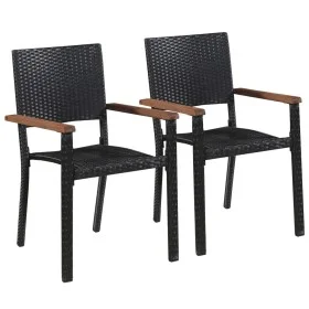 Gartenstühle 2 Einheiten aus schwarzem synthetischem Rattan von vidaXL, Gartenstühle - Ref: Foro24-43937, Preis: 108,10 €, Ra...