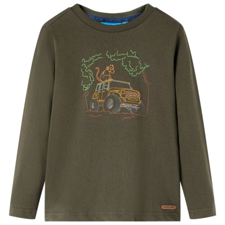 Camiseta infantil de manga larga caqui 128
