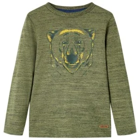 Langärmliges Kinder-T-Shirt in Khaki-Melange 104 von vidaXL, Kinder-T-Shirts - Ref: Foro24-13160, Preis: 8,45 €, Rabatt: %