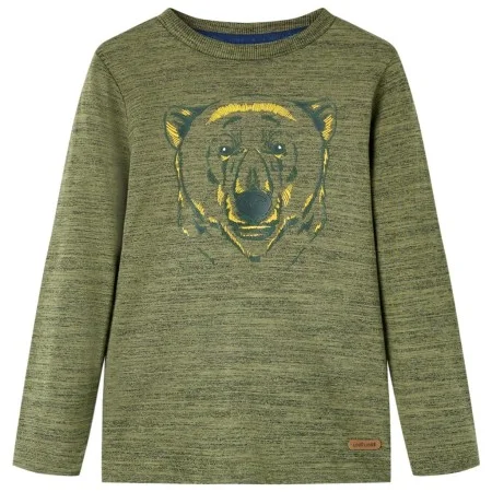 Langärmliges Kinder-T-Shirt in Khaki-Melange 104 von vidaXL, Kinder-T-Shirts - Ref: Foro24-13160, Preis: 8,45 €, Rabatt: %
