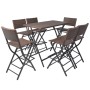 Folding garden dining set 7 pieces poly rattan and brown steel by vidaXL, Garden sets - Ref: Foro24-42877, Price: 368,71 €, D...