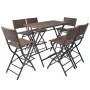 Set comedor de jardín plegable 7 pzas poli ratán y acero marrón de vidaXL, Conjuntos de jardín - Ref: Foro24-42877, Precio: 3...