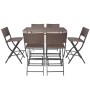 Folding garden dining set 7 pieces poly rattan and brown steel by vidaXL, Garden sets - Ref: Foro24-42877, Price: 368,71 €, D...