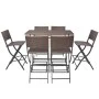 Set comedor de jardín plegable 7 pzas poli ratán y acero marrón de vidaXL, Conjuntos de jardín - Ref: Foro24-42877, Precio: 3...