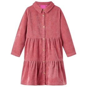 Vestido infantil de manga larga de pana rosa palo 128