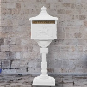 White Stainless Vintage Style Aluminum Pedestal Mailbox by vidaXL, mailboxes - Ref: Foro24-43894, Price: 338,18 €, Discount: %