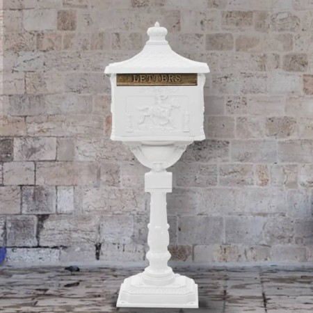 Buzón de pedestal de aluminio estilo vintage inoxidable blanco de vidaXL, Buzones de correo - Ref: Foro24-43894, Precio: 368,...