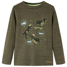 Children's long-sleeved t-shirt dark khaki mélange 116 by vidaXL, Kids T-shirts - Ref: Foro24-13251, Price: 11,76 €, Discount: %
