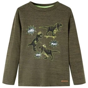 Langarm-T-Shirt für Kinder, dunkles Khaki melange 116 von vidaXL, Kinder-T-Shirts - Ref: Foro24-13251, Preis: 11,60 €, Rabatt: %