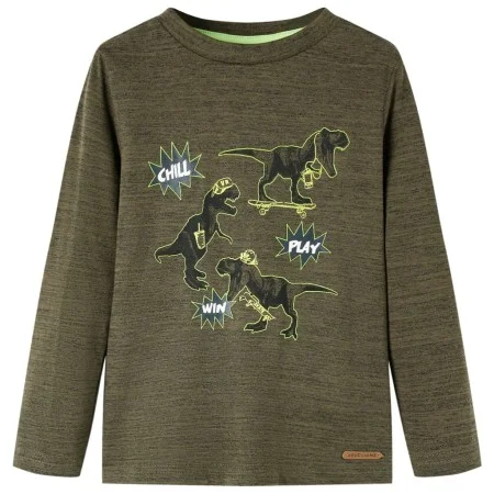 Langarm-T-Shirt für Kinder, dunkles Khaki melange 116 von vidaXL, Kinder-T-Shirts - Ref: Foro24-13251, Preis: 11,60 €, Rabatt: %