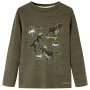 Langarm-T-Shirt für Kinder, dunkles Khaki melange 116 von vidaXL, Kinder-T-Shirts - Ref: Foro24-13251, Preis: 11,60 €, Rabatt: %