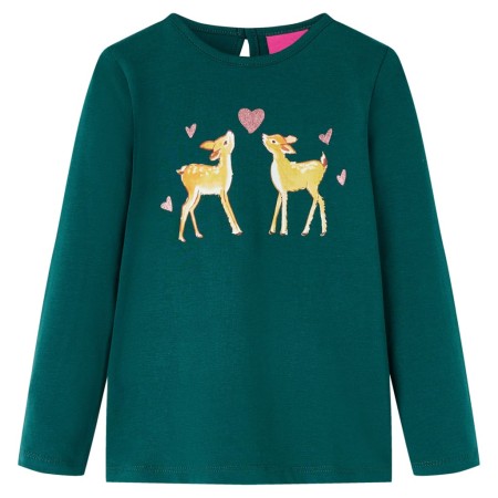 Dunkelgrünes langärmeliges Kinder-T-Shirt 140 von vidaXL, Kinder-T-Shirts - Ref: Foro24-13658, Preis: 8,66 €, Rabatt: %