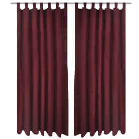 2 cortinas micro-satinadas con trabillas color burdeos, 140 x 175 cm 2 cortinas micro-satinadas con trabillas color burdeos, 140 x