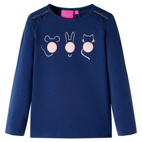 Marineblaues langärmeliges Kinder-T-Shirt 140 von vidaXL, Kinder-T-Shirts - Ref: Foro24-13768, Preis: 8,45 €, Rabatt: %