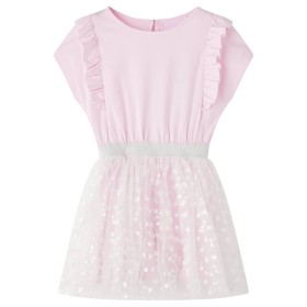 Vestido infantil volantes rosa claro 116