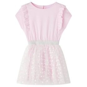 Vestido infantil volantes rosa claro 140