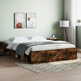 Bettrahmen aus geräucherter Eiche, 150 x 200 cm von vidaXL, Betten und Lattenroste - Ref: Foro24-3203870, Preis: 137,30 €, Ra...