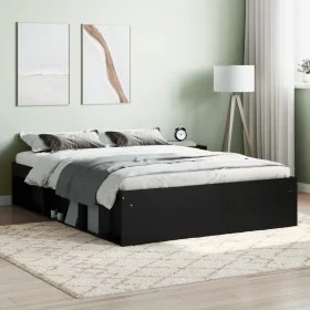 Black double bed frame 135x190 cm by vidaXL, Beds and slatted bases - Ref: Foro24-3203909, Price: 183,22 €, Discount: %