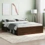 Brown oak double bed frame 135x190 cm by vidaXL, Beds and slatted bases - Ref: Foro24-3203914, Price: 148,48 €, Discount: %