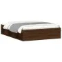 Brown oak double bed frame 135x190 cm by vidaXL, Beds and slatted bases - Ref: Foro24-3203914, Price: 148,48 €, Discount: %