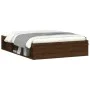 Brown oak double bed frame 135x190 cm by vidaXL, Beds and slatted bases - Ref: Foro24-3203914, Price: 148,48 €, Discount: %
